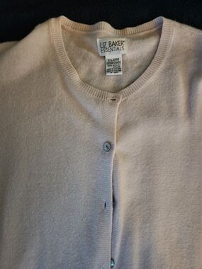 Liz Baker Pale Pink Button-Front Crewneck Cardigan